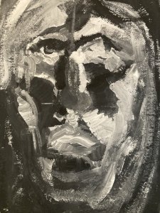 Peinture Expressionniste Expressionnisme Papier Gouache Portrait 1980 Painting