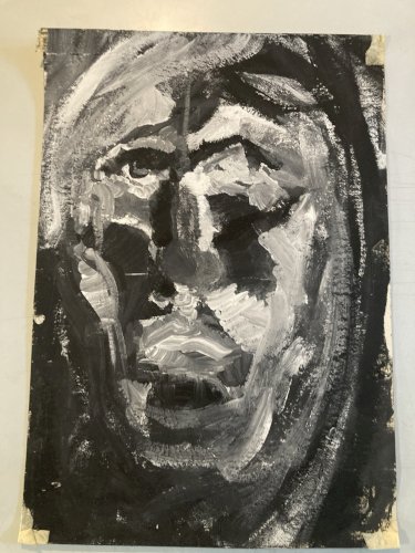 Peinture Expressionniste Expressionnisme Papier Gouache Portrait 1980 Painting