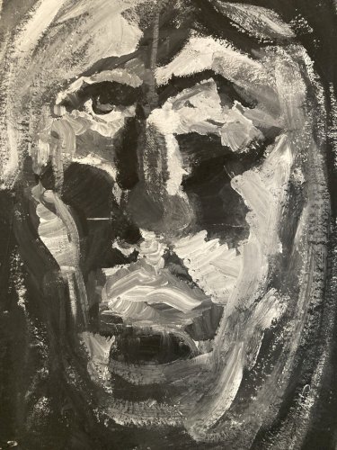Peinture Expressionniste Expressionnisme Papier Gouache Portrait 1980 Painting