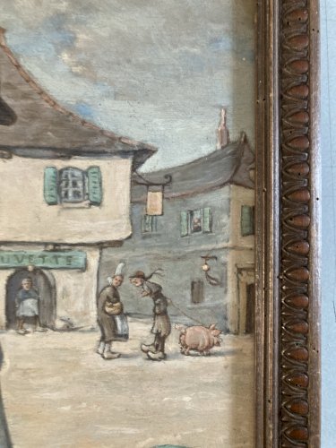 Peinture fauve Huile sur panneau bois Homme portrait 1950 Bretagne Navet