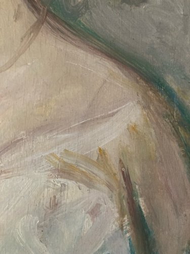 Peinture Femme  1950 Huile Panneau Expressionnisme Jules Lellouche Art