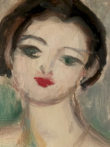Peinture Femme  1950 Huile Panneau Expressionnisme Jules Lellouche Art