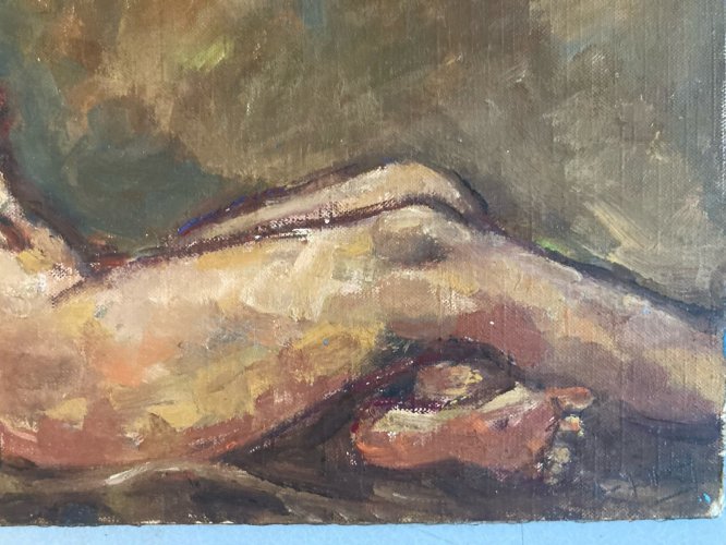 Peinture Femme 1980 Nu Nue Bois Huile Expressionnisme expressionniste Art