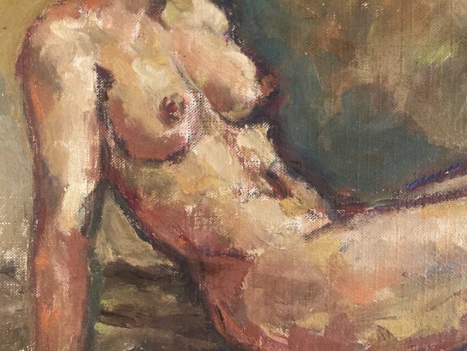 Peinture Femme 1980 Nu Nue Bois Huile Expressionnisme expressionniste Art