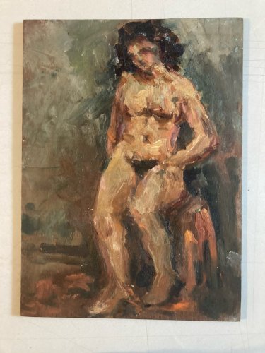 Peinture Femme 1980 Nu Nue Bois Huile Expressionnisme expressionniste