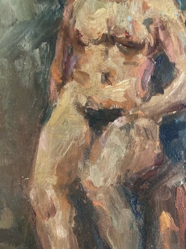 Peinture Femme 1980 Nu Nue Bois Huile Expressionnisme expressionniste