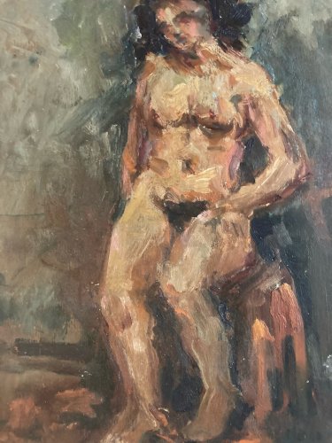 Peinture Femme 1980 Nu Nue Bois Huile Expressionnisme expressionniste