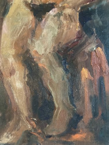 Peinture Femme 1980 Nu Nue Bois Huile Expressionnisme expressionniste