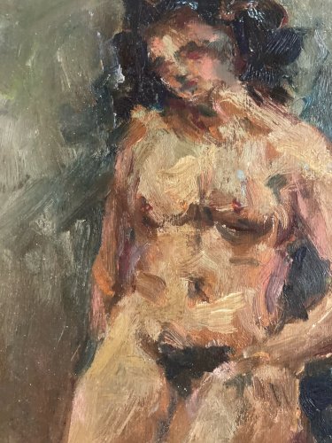 Peinture Femme 1980 Nu Nue Bois Huile Expressionnisme expressionniste