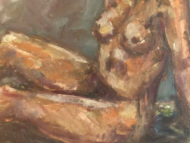 Peinture Femme 1980 Nue Nu Bois Huile Expressionnisme expressionniste