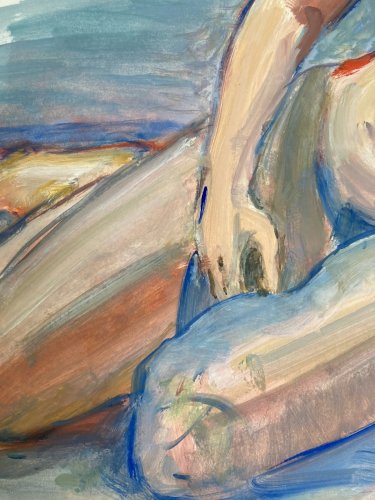 Peinture Femme Art Gouache 1970  Corps Nu Nue Erotique A Identifier