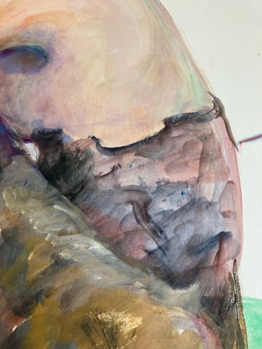 Peinture Femme Art Gouache 1970  Corps Nue Erotique A Identifier Nu