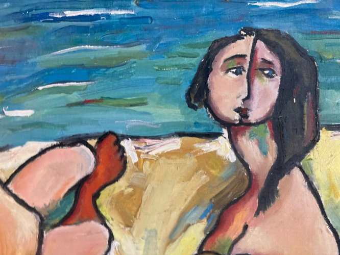 Peinture Femme Carton Cubiste Cubisme 1960 Painting Surrealisme Surréaliste Art