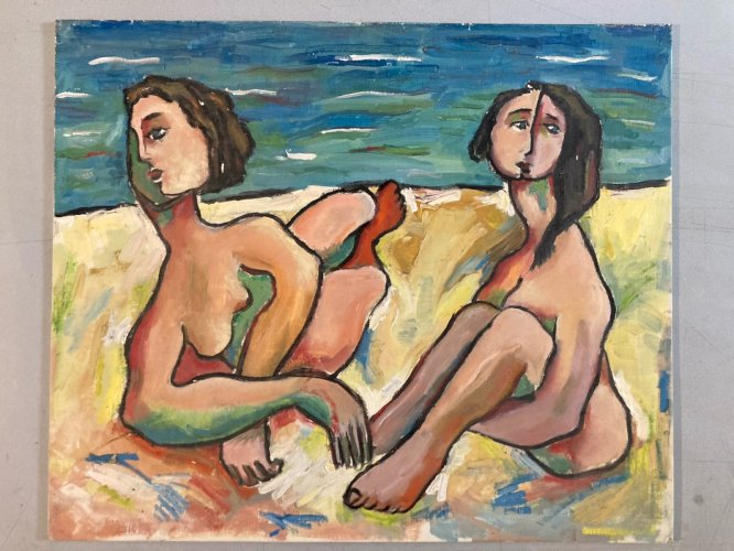 Peinture Femme Carton Cubiste Cubisme 1960 Painting Surrealisme Surréaliste Art