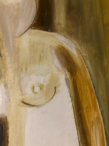 Peinture Femme Gouache 1960  Corps Atelier Classique A Identifier