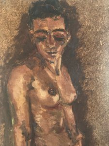 Peinture Femme Nu 1980 Nue Carton Huile Expressionnisme A Identifier Erotique