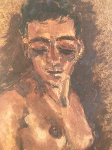 Peinture Femme Nu 1980 Nue Carton Huile Expressionnisme A Identifier Erotique