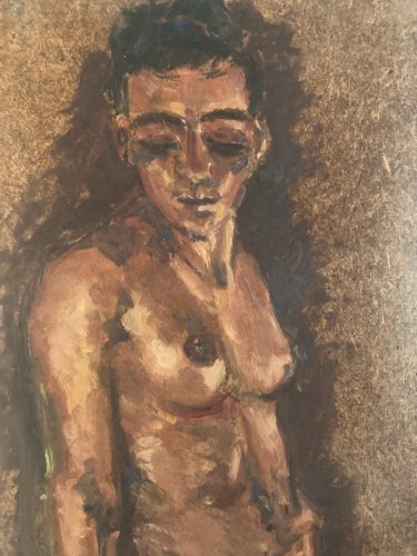 Peinture Femme Nu 1980 Nue Carton Huile Expressionnisme A Identifier Erotique