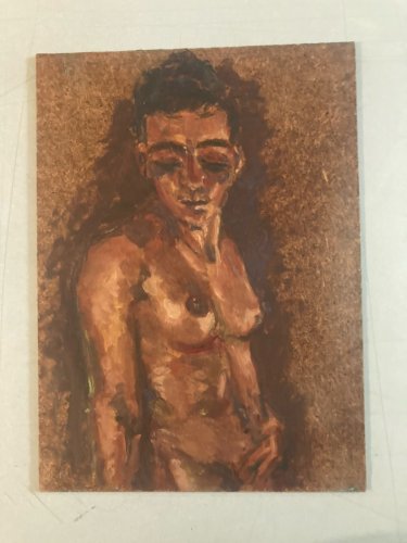 Peinture Femme Nu 1980 Nue Carton Huile Expressionnisme A Identifier Erotique