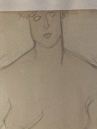 Peinture Femme Nue Nu  1950 Huile Papier Expressionnisme Expressionniste Ancien