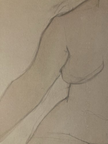 Peinture Femme Nue Nu  1950 Huile Papier Expressionnisme Expressionniste Ancien