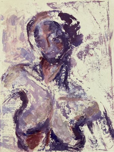 Peinture Femme Nue Nu 1980 Gouache A Identifier Expressionnisme Expressionniste