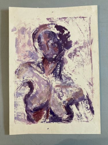 Peinture Femme Nue Nu 1980 Gouache A Identifier Expressionnisme Expressionniste