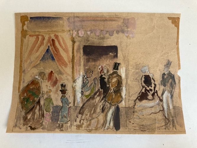 Peinture Femme Nue Nu Gouache Art Deco Orientalisme 1960 Sur Papier A Identifier