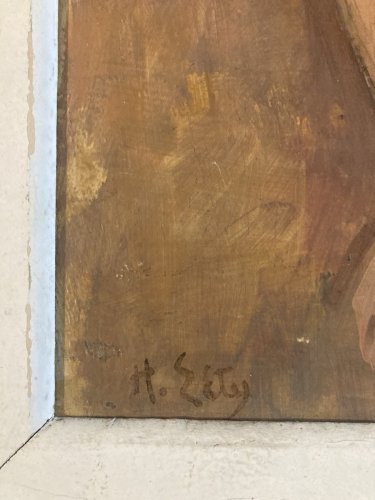 Peinture Femme Nue Nu  Hippolyte Lety 1950 Huile Carton Expressionnisme Ancien