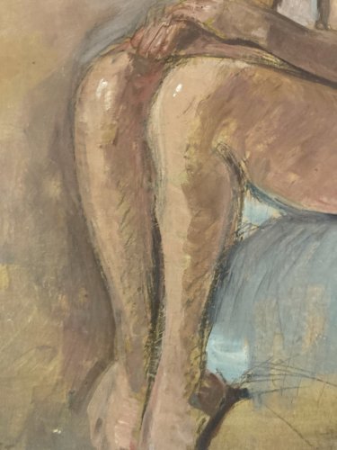 Peinture Femme Nue Nu  Hippolyte Lety 1950 Huile Carton Expressionnisme Ancien