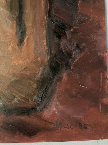 Peinture Femme Nue Nu Huile Carton 1986 Expressionnisme A Identifier