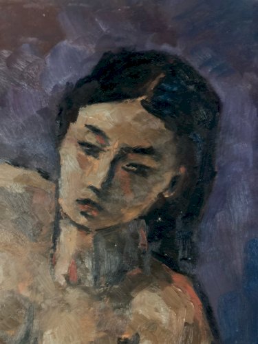 Peinture Femme Nue Nu Huile Carton 1986 Expressionnisme A Identifier