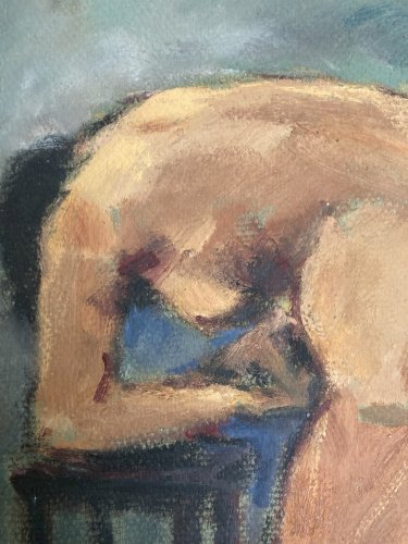 Peinture Femme Nue Nu Huile Carton Expressionnisme 1980 Expressionniste Atelier