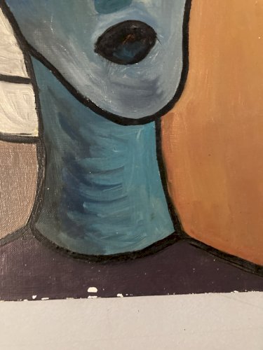 Peinture Femme portrait Huile sur toile Cubiste 1970 cubisme a identifier