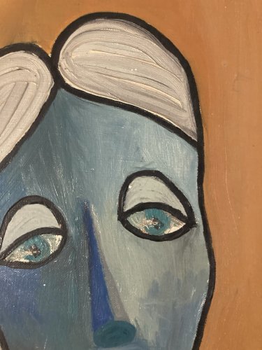 Peinture Femme portrait Huile sur toile Cubiste 1970 cubisme a identifier