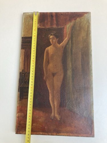 Peinture Femme Sur Toile Signé À Identifier Romantisme, Atelier étude art