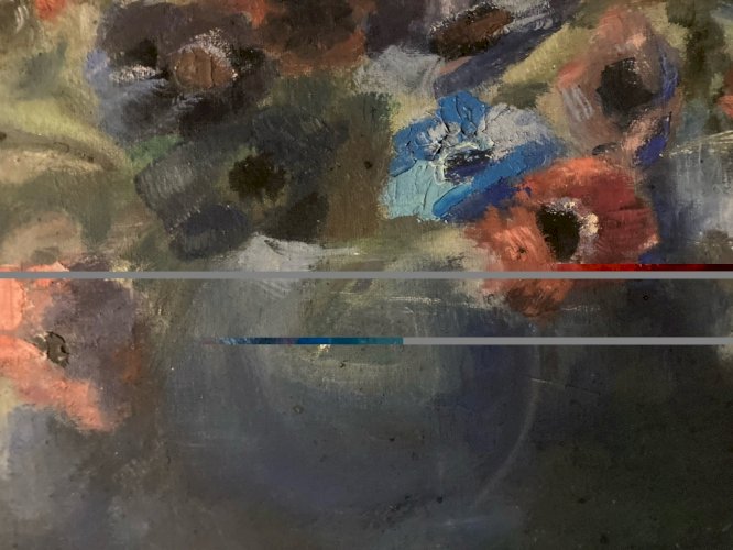 Peinture Fleurs Bouquet 1940 Huile Carton Nature Morte Art Anémone