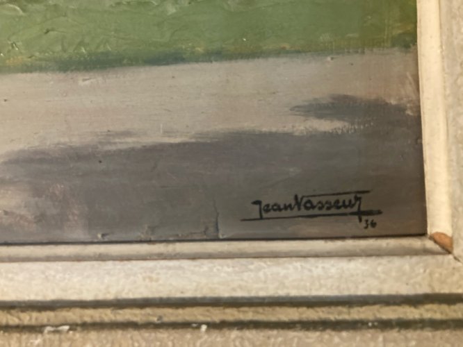 Peinture Fleurs Maison Bégonia Jean Vasseur Huile Panneau 1936 Ancien Art