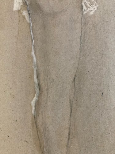 Peinture Fusain Carton Femme Expressionnisme 1980 À Identifier Expressionniste