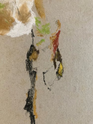Peinture Fusain Carton Femme Expressionnisme 1980 À Identifier Expressionniste
