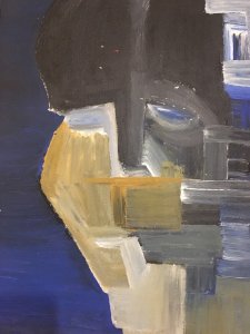 Peinture Géométrique Sur Papier Carton Gouache Portrait 1980 En Recto Verso