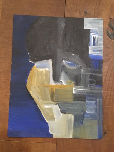 Peinture Géométrique Sur Papier Carton Gouache Portrait 1980 En Recto Verso