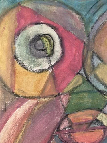 Peinture Gouache 1930 Portrait Cubisme Cubiste Elisabeth Ronget Ancien Art