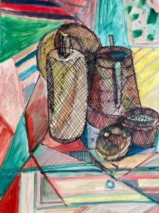 Gouache Painting 1933 Still Life Cubism Cubist Elisabeth Ronget Antique