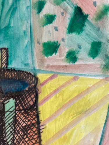 Peinture Gouache 1933 Nature Morte Cubisme Cubiste Elisabeth Ronget Ancien