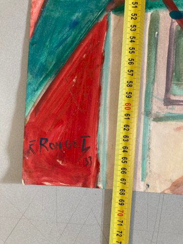 Peinture Gouache 1933 Nature Morte Cubisme Cubiste Elisabeth Ronget Ancien