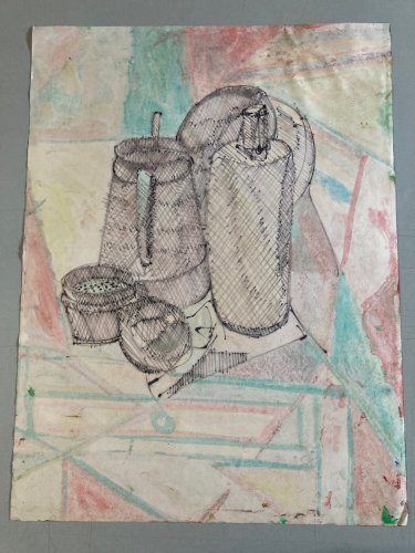 Peinture Gouache 1933 Nature Morte Cubisme Cubiste Elisabeth Ronget Ancien
