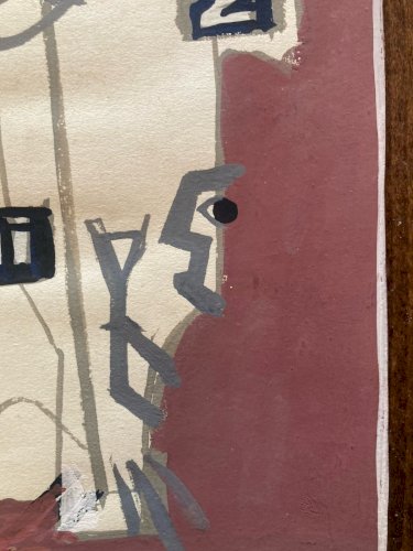 Peinture gouache 1960 Michel Henry Martini Bouteille Alcool Ancien Publicité Art