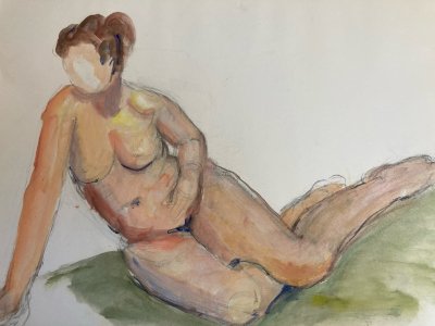 Peinture Gouache 1970 Art Corps Nu Nue Erotique Femme A Identifier XXe