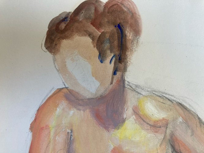 Peinture Gouache 1970 Art Corps Nu Nue Erotique Femme A Identifier XXe